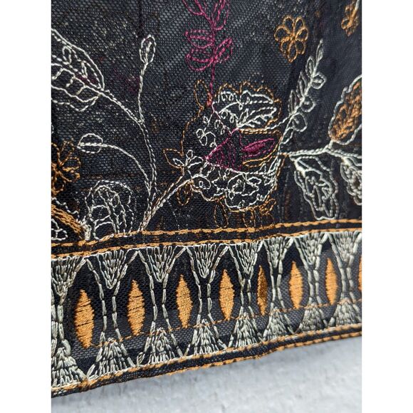 Catherines Plus Size Boho Sheer Open Front Top Size 1X Embroidery Black Paisley - Picture 11 of 12